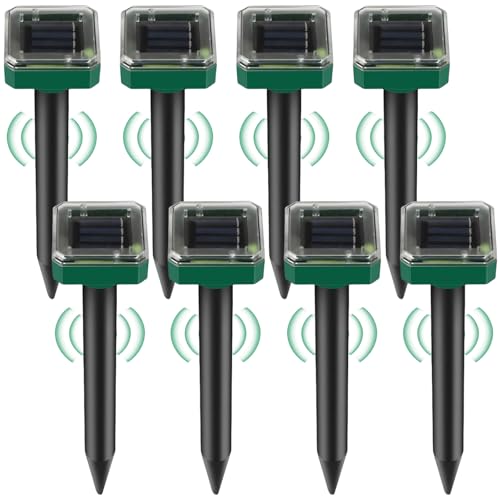 {Ahuyentador de Ratas Solar Ahuyentador Ahuyentador de Topos Solar, IP65 Repelente Solar de Topo, 8 Pack Repelente de Animales Solar, Repelente Ultrasónico de...