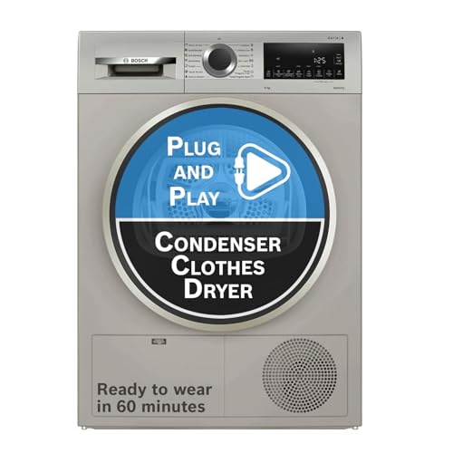 Image of Bosch 9 kg Fully Automatic Front Load Condenser Heat Pump Tumble Dryer | 100% Drying, 0% Effort | 5 Drying Options |Reduces 99.9% Allergens |Ready-to-Wear No Crease (2026 model,WPG24108IN,Silver Inox)