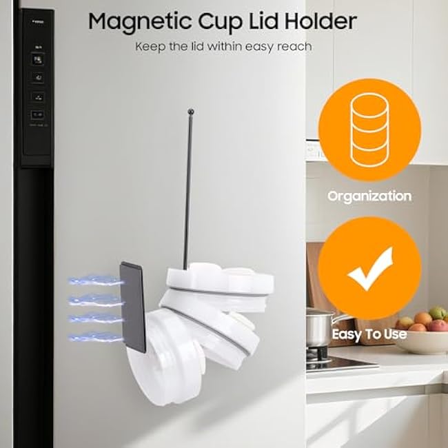Magnetic Stanley Cup Holder for Fridge, Water Bottle Organizer Compatible with Stanley Cup/Owala/Hydrojug/Brumate/Simple Modern, Tumbler Organizer with Cup Lid Holder