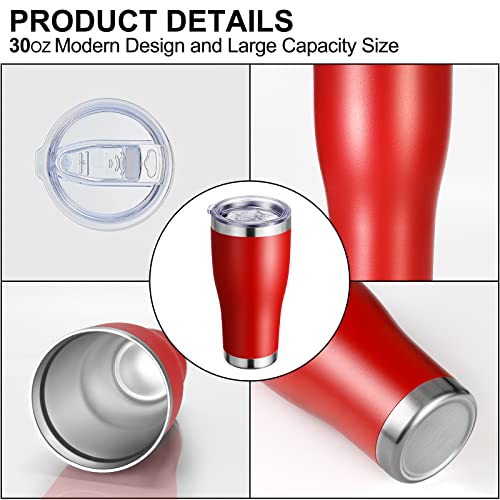 Domicare 30 Oz Tumbler With Lid And Straw, Stainless Steel Tumblers Bulk, Insulated Vacuum Double Wall Coffee Travel Mug, Powder Coated Tumbler, Red #TOP4