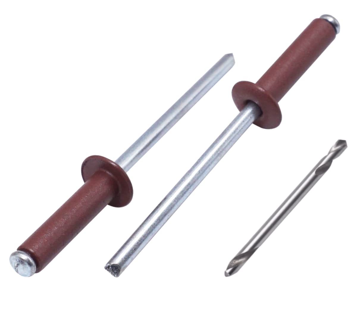 SKIR'CO (150 pcs) Painted Blind Rivets 4.0 x 16 mm, Aluminium Pop Rivets, Drill Bit Included (Oxide Red RAL 3009)