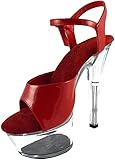 Ellie Shoes Women's 601-Juliet Dancer Platforms - Fitness Heels, Red Clear, Size 10