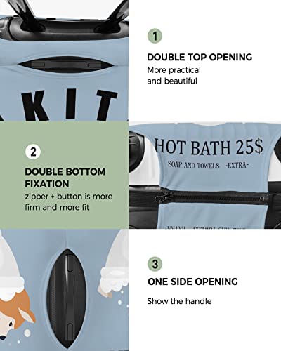 Travel Luggage Cover X-Large Suitcase Cover Fit for 29-32 Inch Luggage Luggage Protector Suitcase Cover Akita Wash Your Paws Cartoon Animal Bubble Bathtub Luggage Cover Protector for Suitcase2