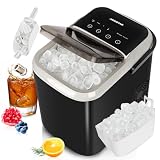 Aigostar Maquina de Hacer Hielo, Tapa Doble - Fácil de Limpiar, 130W 1,5L Maquina de Hielo Para Casa, Hielos en 6 Mins, Fabrica 14kg/24h, 2 Tamaños de Cubitos, Autolimpieza Ice Maker Machine