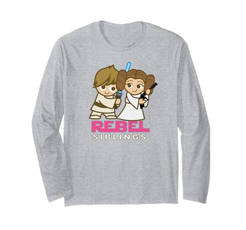 T-shirt Star Wars Luke et Leia manches longues pour enfant et adulte fan de la saga