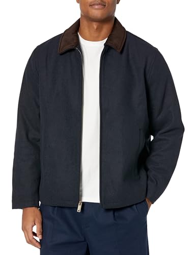 Image of DOCKERS Men's Wool Blend Zip Up Jacket With Quilted Bib
