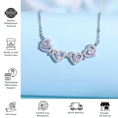2-in-1 Moissanite Pendant Necklace for Women, Convertible Heart to Clover Design with 0.4 Carat Stones, Hypoallergenic 925 Sterling Silver Jewelry3