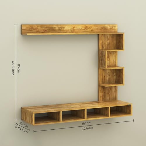 Image of Anikaa Casey Engineered Wood Wall Mount TV Unit /TV Stand /TV Cabinet /TV Entertainment Unit /Set Top Box Stand (Ideal for 55 Inch) (D.I.Y) (Gaintwood)