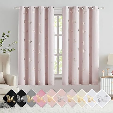 Jubilantex Lavender Pink Butterfly Curtains 54" Length Cover
