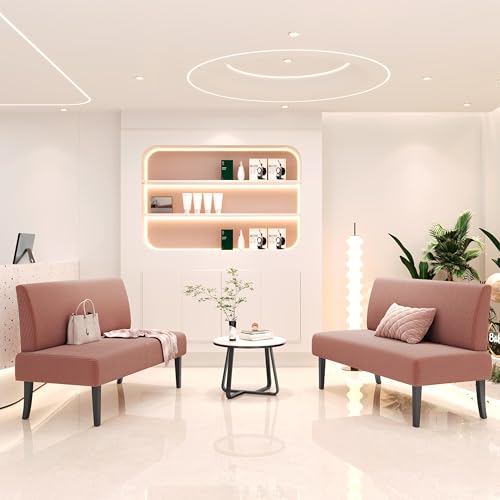 Yaheetech Küchensofa 2-sitzer Sitzbank Polstersofa aus Cordstoff Doppelsofa ohne Armlehnen Stoffsofa Loungesofa fürs Wohnzimmer/Eingangsbereich/Büro, Rosa