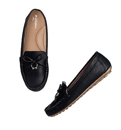 Image of CatBird Women's Slip-On Loafers | Cushioned Comfort Flats with Bow & Metal Detail | Lightweight Office & Casual Shoes | Anti-Slip Sole
