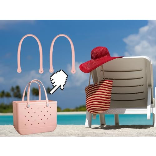 Image of Replacement Straps for Large Rubber Beach Bag, Replacement Handles with 4 Snaps for Rubber Beach Bag, EVA Bag Strap Replacement, Beach Bag Repair Kit