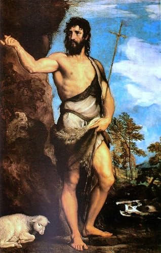 Peinture Poster Impression Tableaux le Baptiste de Tiziano pour décorer un salon moderne