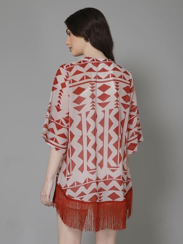 Image of PURYS Floral Print Shrug for Women | Lightweight Georgette Kimono| Versatile Casual Shrug for Layering and Summer Fashion