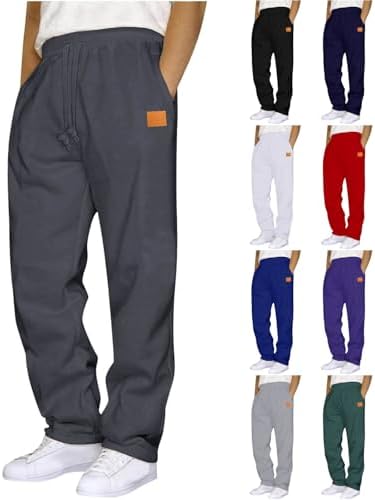Sweatpants for Men High Waisted Straight Leg Sweatpants Drawstring Lounge Sweat Pants Casual Open Bottom Sweats 2025