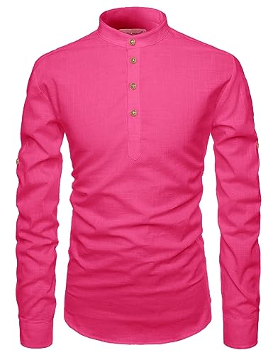 Image of Vida Loca Full Sleeve Mandarin Collor Cotton Casual Slim Fit Shirt for Men's