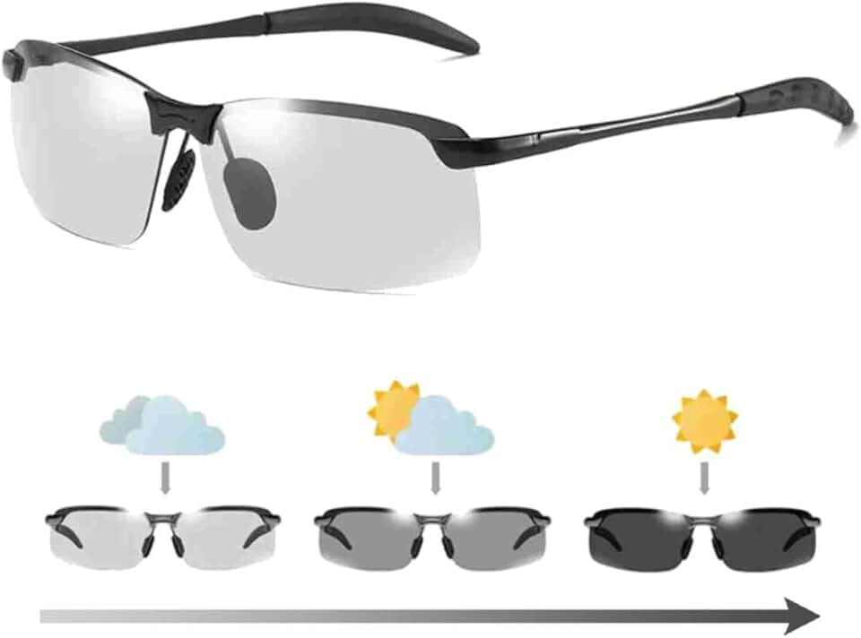 Oculos De Sol Masculino Com Proteção UV e Polarização Fotocromatico Escurece Na Luz Solar