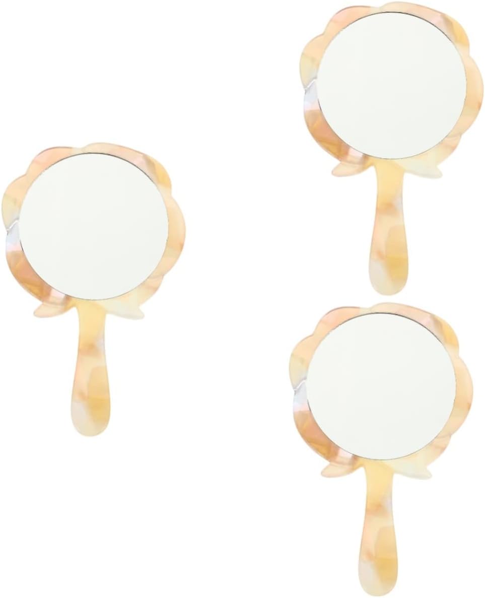 Portable Travel Mirror,3pcs Rose Vanity Mirror Hand Held Mirror Rose Handheld Mirror Heart Mirror Vanity Portable Cosmetic Mirror Handheld Vanity Mirror Make up Small Hand Mirror Acetic Acid Girl