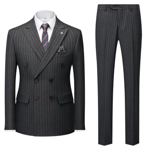 Costume Double Boutonnage Homme à Rayures : Excellence des Revers en Pointe