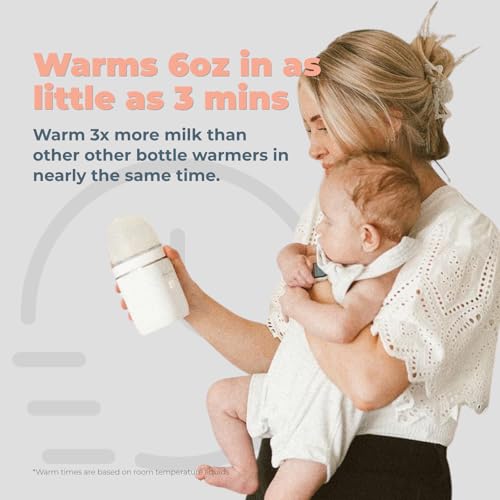 Image of Baby's Brew Portable Bottle Warmer - Cordless Baby Bottle Warmer for Breastmilk & Formula, Rechargeable Travel Milk Warmer, Leak-Proof, Compact, White, Adapter Not Included