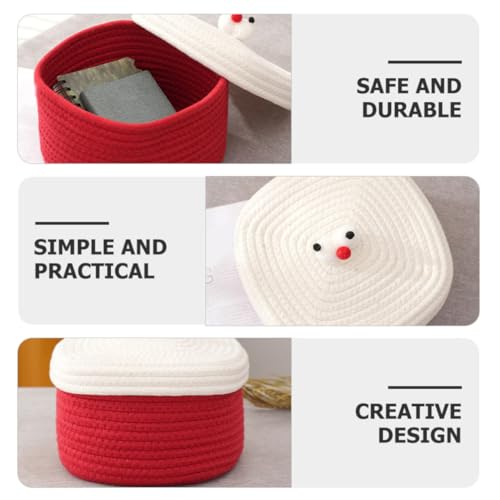 Panier de rangement en corde de coton avec couvercle élégant