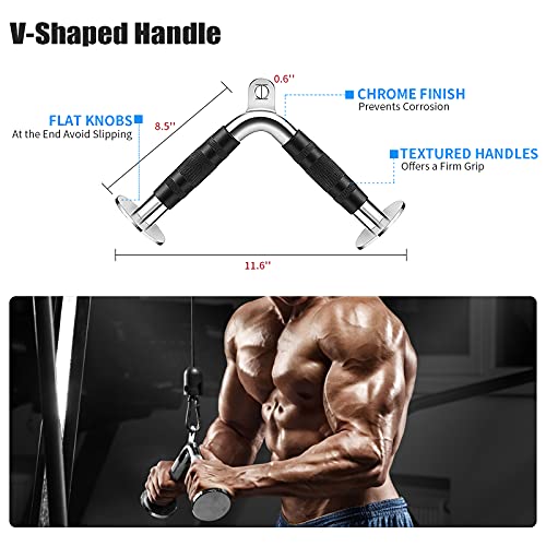 Antelife Combo Triceps Pull Down Attachment, Cable Machine Accessories For Home Gym, Lat Pull Down Attachment With Multi-Option: V-Handle,Tricep Rope, Exercise Handle, V-Shape Bar, Ankle Strap #TOP2