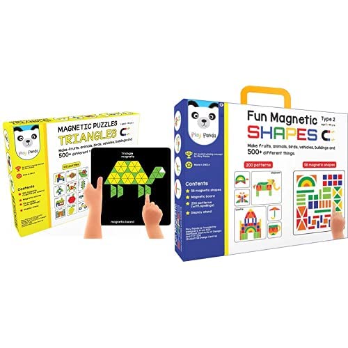 Play Panda New Magnetic Puzzles for Kids: Triangles - Includes 250 Colorful Magnets, 100 Puzzles,&Play Panda Fun Magnetic Shapes (Junior): Type 2 with 58 Magnetic Shapes, 200 Pattern Book (B0B9JZ65GB) Amazon Price History, Amazon Price Tracker