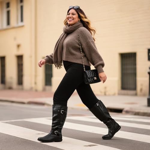 DREAM PAIRS Women's Wide Calf Knee High Boots, Fashion Faux Fur-Lined Winter Boots2