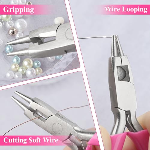 Image of 3 Inches Mini Round Nose Pliers With Cutter for Jewelry Making - Smooth Jaws Wire Looping and Bending Tool - Small Jewelry Supplies