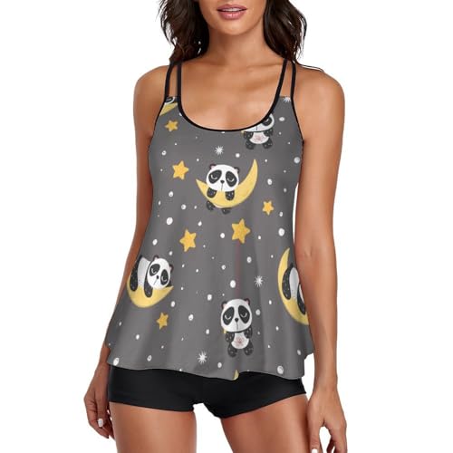 Tankini Panda de la Lune Étoilée maillot de bain avec short pour femme