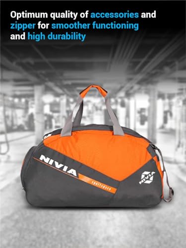 Image of NIVIA Sportspace 2.0 Polyester Gym Bag, Unisex Gym Bags, Adjustable Shoulder Bag for Men, Duffle Gym Bags for Men, Sports Kit, Duffle Bags Travel,Capacity-18 litres