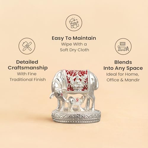 Image of Astrotalk Kamdhenu Cow with Calf Murti (3x3.5 Inch) | Divine Symbol for Abundance & Prosperity | Sacred Vastu & Pooja Idol | Home Decor for Living Room & Office Desk | Good Luck Gift for Man & Woman