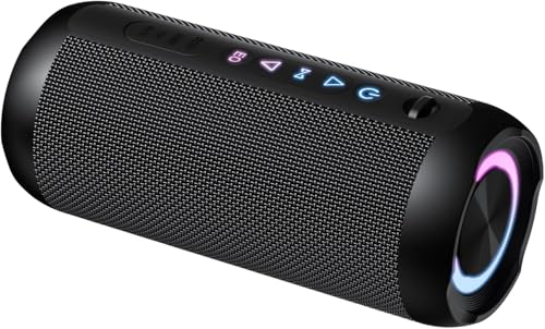 Bluetooth Lautsprecher mit Licht, 30W Musikbox Tragbarer Bluetooth Box mit IPX7 wasserdicht, Dualen Bass-Treibern, 30 Sth Akku, RGB Lichter, TWS Kopplung，AUX, TF Karte, Geeignet Outdoor/Party/Reisen