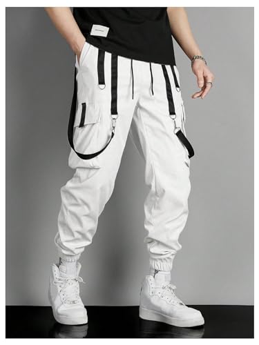 Floerns Men's Casual Flap Pockets Jogger Pants Hip Pop Slant Pockets Cargo Pants4