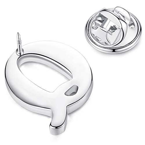 Image of HONEY BEAR Initial Alphabet Letter Lapel Pins Collar Badge Brooches for Mens /Womens Shirt Dress Decoration Silver
