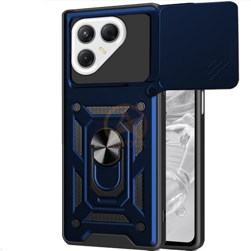 Image of Armor Bumper Back Cover Case for Tecno Pova 7 5G Rotating Camera Cover, Ring Holder & Kickstand | Heavy Duty & 360 Degree Protection Tecno Pova 7 5G Back Cover (Blue)