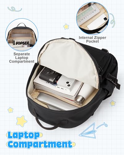 Black School Backpacks for Teen Girls Boys Multi-pocket Middle School Bag Cute College Backpack for Women Men Elementary Student Bookbags Aesthetic Backpack Casual Daypacks4