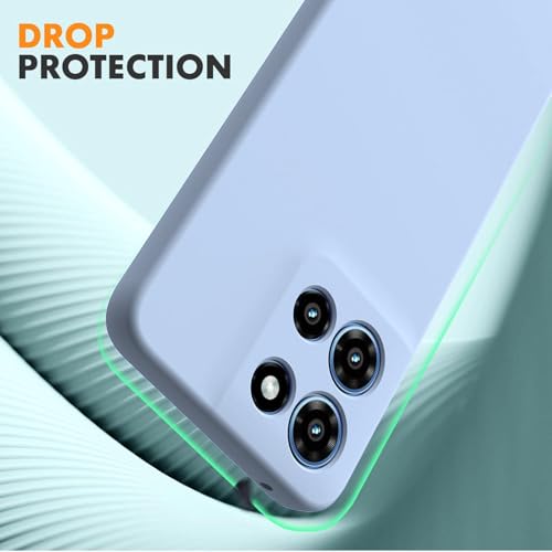 Image of DIZORO Microfiber Candy Case for Motorola Edge 60 Pro 5G Smooth Touch Cushion Liquid Soft Silicone Gel Rubber Phone Cases Non-Slip Full Body Protective Shockproof Back Cover - Carolina, Blue