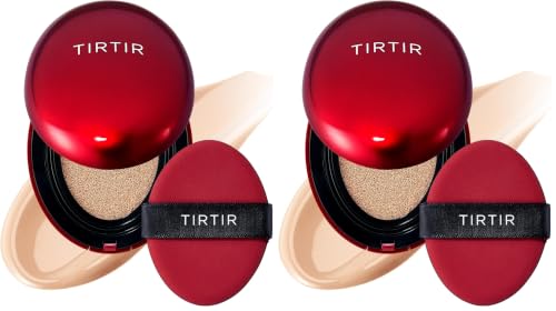 Image of TIRTIR Mask Fit Red Cushion Foundation | Full coverage, Weightless, Skin fit, Satin Glow Finish, Korean Makeup BB Foundation, beauty, Tattoo cover up, Buildable (#21N Ivory, 0.63 Fl Oz) (Pack of 2)