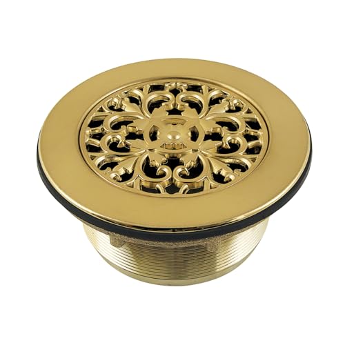 Kingston BSFT4137 4-1/4" Brass Round Grid Shower Base Drain, Brushed Brass - image 1