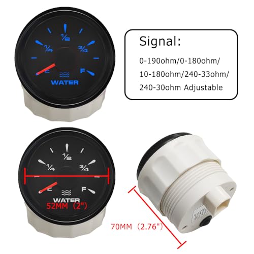 Medidor de nivel de agua de 0-190 ohmios y sensor de 350 mm para salpicadero de coche 3