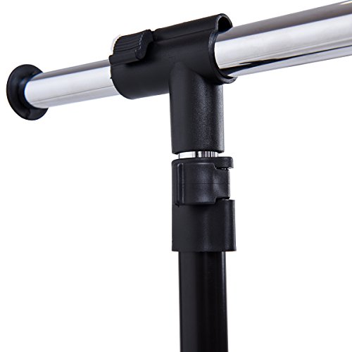 Multigot Garment Rack, Single/Double Adjustable Clothing Rail Coat Stand with Storage Shelf and Wheels - Image 4