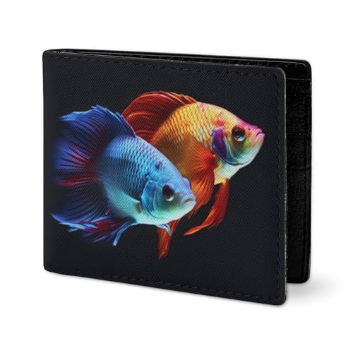 Colorful Fish Wallet Elegant Leather Wallets with ID Window & 2 Card Slots, Slim Bifold Wallet for Men Women2