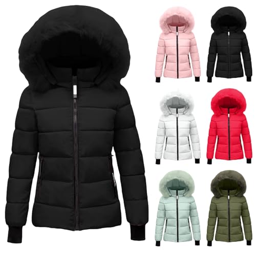 Generisch Damen Winterjacke Puffer, Sale Angebote, Schwarz, 3XL, Lange Länge, Winter, Wasserfest, Quilted, Daune, 2 Taschen, Wintermantel, Frauen, Herbstübergang, Langmantel, Kapuzenmantel