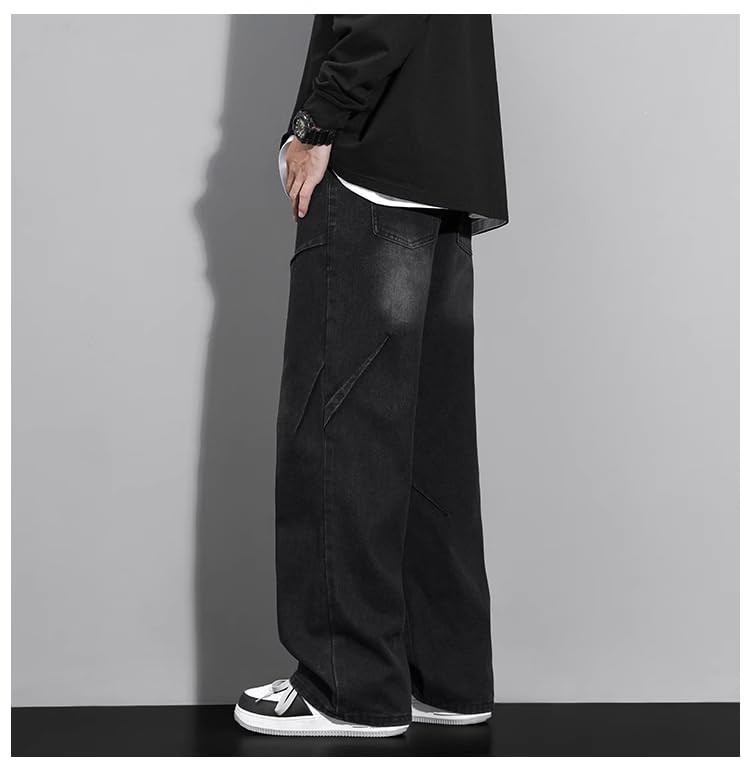 Men's Jeans American Spring Winter Wide-Leg Vintage Loose Straight Pants4