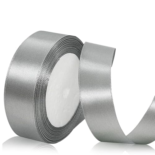 Ruban cadeau en satin 22 m, 20 mm de large - Ruban de satin argenté pour mariage, travaux manuels...