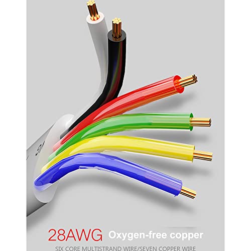 VIVOCH 100M(328ft) Pure Copper Multi-Strand Telephone Line RJ11 Communication 6-Core Indoor Connecting Line Flat Line, White - Image 2