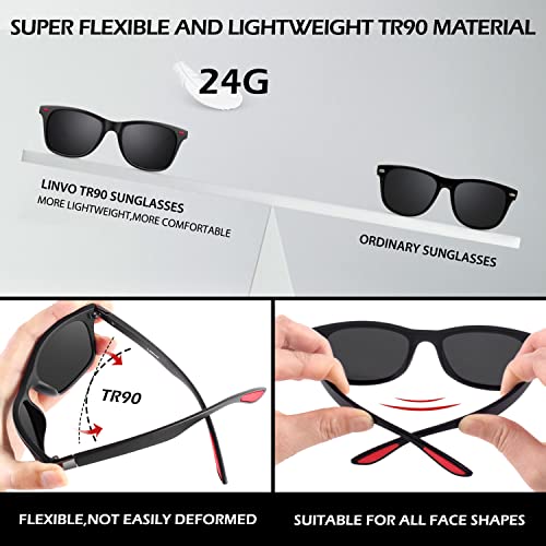 LINVO-Polarised-Sunglasses-for-Men-and-WomenRetro-Dark-Shades-100-UV-Protection-for-Driving-Fishing-Running - Izzgadgets.com