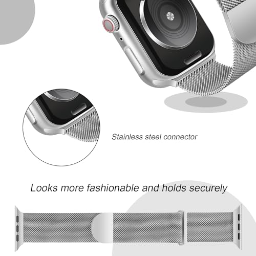 Pulseira magnética de metal compatível com Apple Watch séries 9, 8, 7, 6, 5, 4, 3 e 2 de 38 mm, 40 m