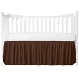 Chocolate Ruffled Crib Bed Skirt - 100% Cotton - Nursery Dust Ruffle Bedding Skirts for Baby Boy or Baby Girl - Standard Crib, 14' Drop